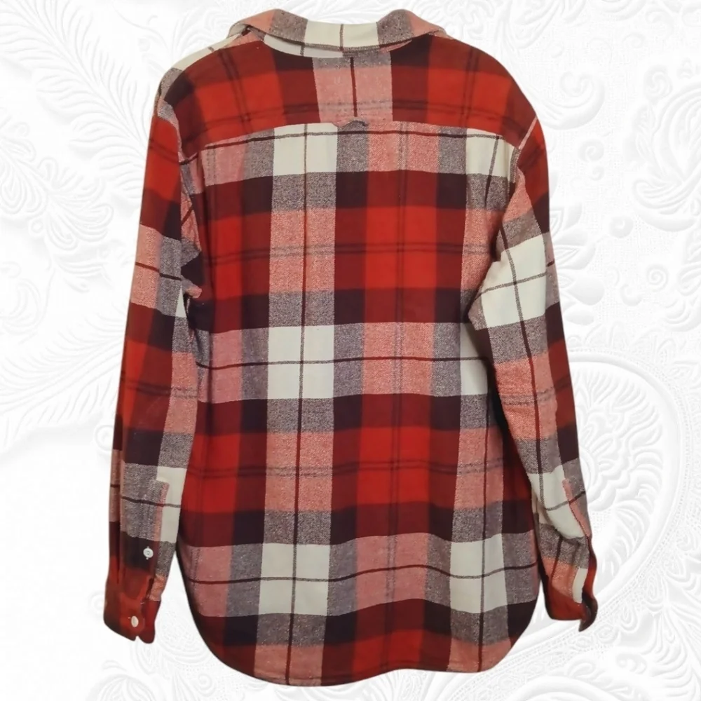 Levi's 100% Cotton Orange & Brown Relaxed Medium Weight Flannel Size Medium